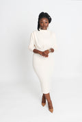 ELEGANT MOCK NECK DRESS - IVORY